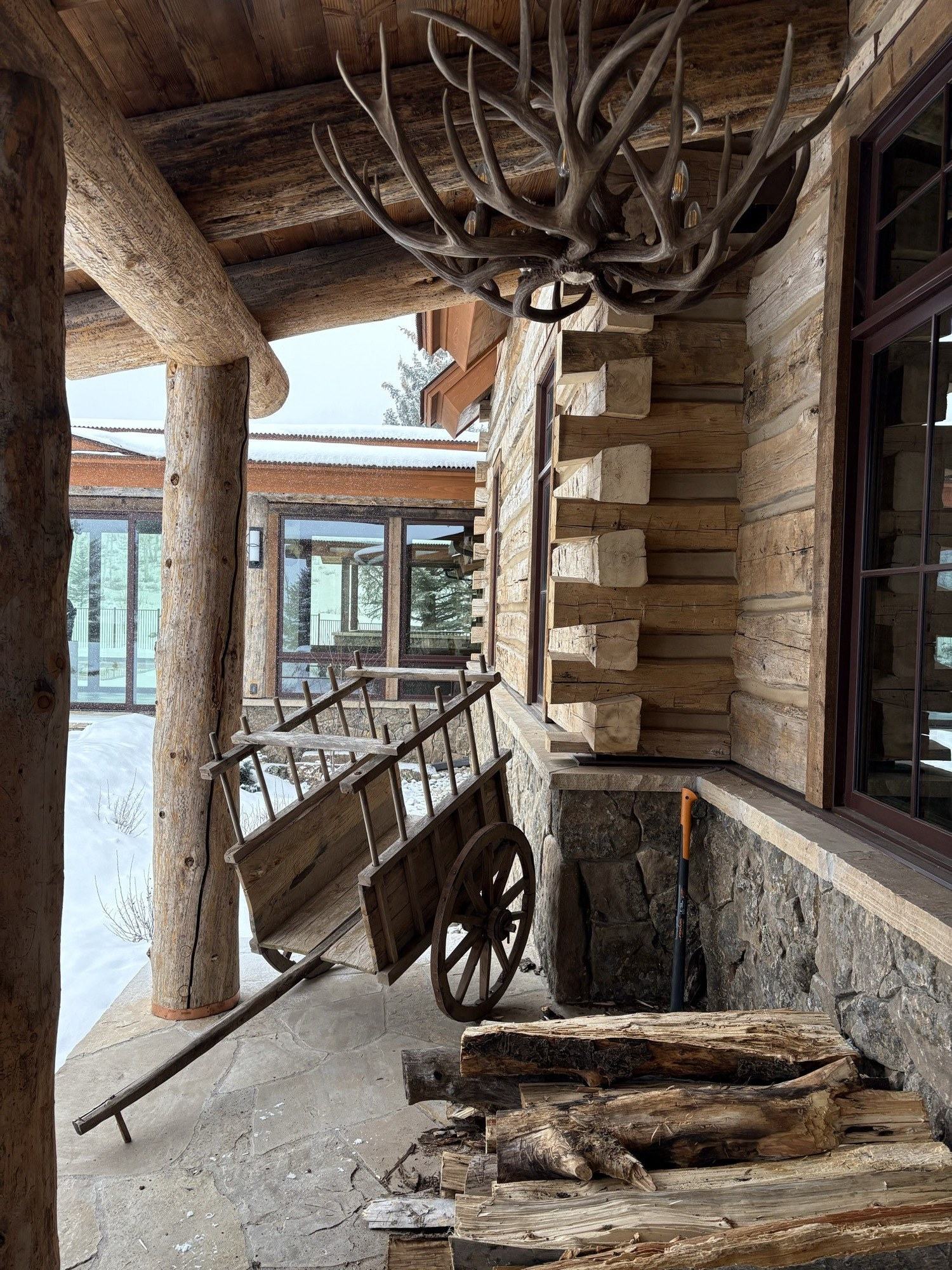 Finished covered porch detail completed by our crew